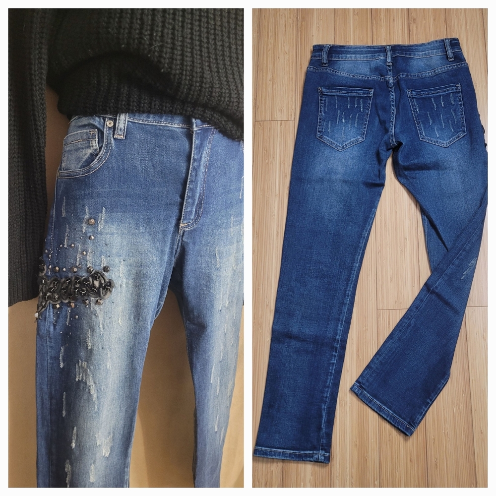 Embellished jeans / L /8 - 10